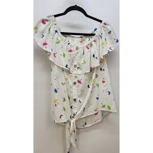 ODDY Flutter Sleeve Knot Top Small